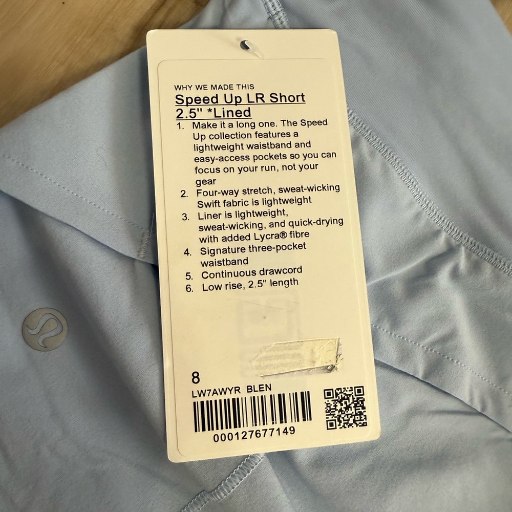 Lululemon Speed Up LR Shorts NWT Blue Linen Size 8 & 10 - Picture 8 of 10